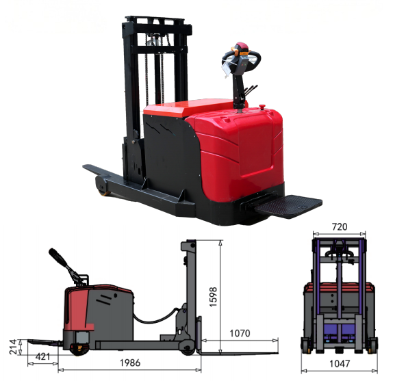 Electric Reach Truck 1.5–2.0 Ton Narrow Aisle Forklift drawing