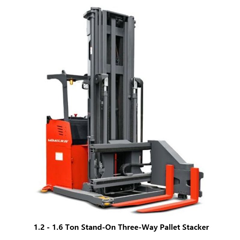 1.2 - 1.6 Ton Stand-On Three-Way Pallet Stacker