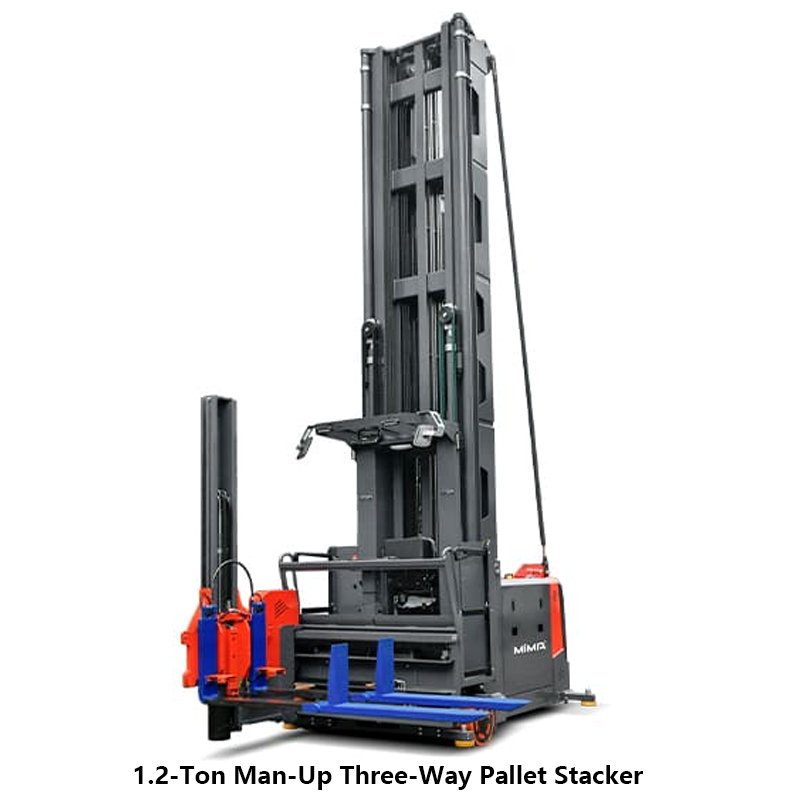 1.2-Ton Man-Up Three-Way Pallet Stacker