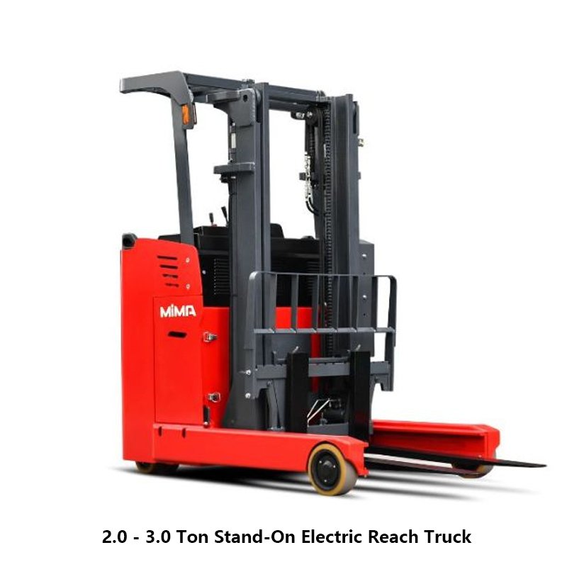 Stand-On Electric Reach Truck for Narrow Aisle Forklift