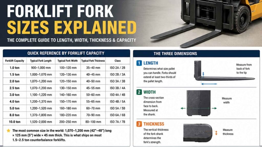 standard forklift fork size