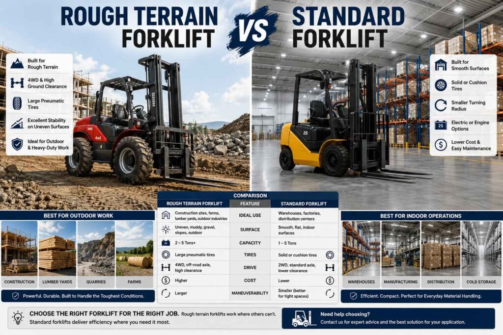 Rough Terrain Forklift vs Standard Forklift