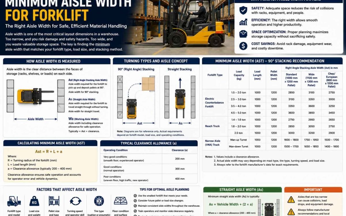 Minimum Aisle Width for Forklift: How to Calculate the Number That Actually Matters