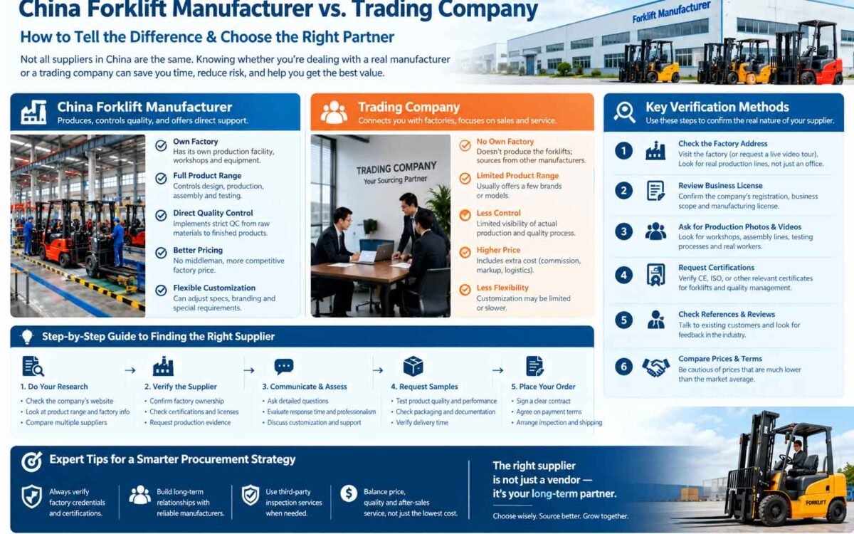 China Forklift Manufacturer vs Trading Company: How to Tell the Difference